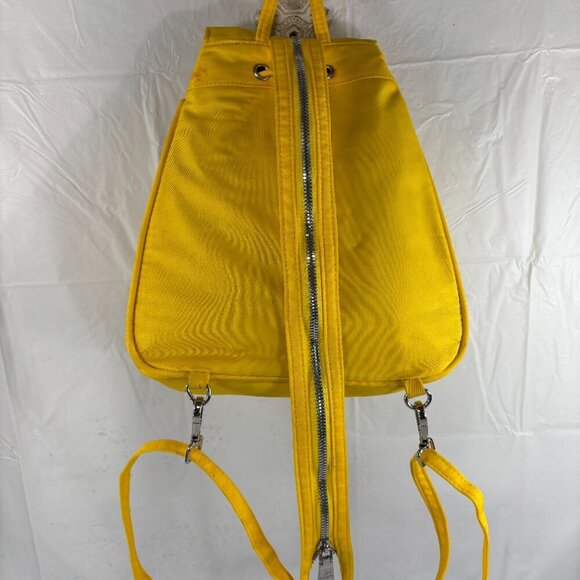 Steve Madden Womens Yellow Mini Nylon Sling Zip Backpack Travel Bag - Picture 12 of 13